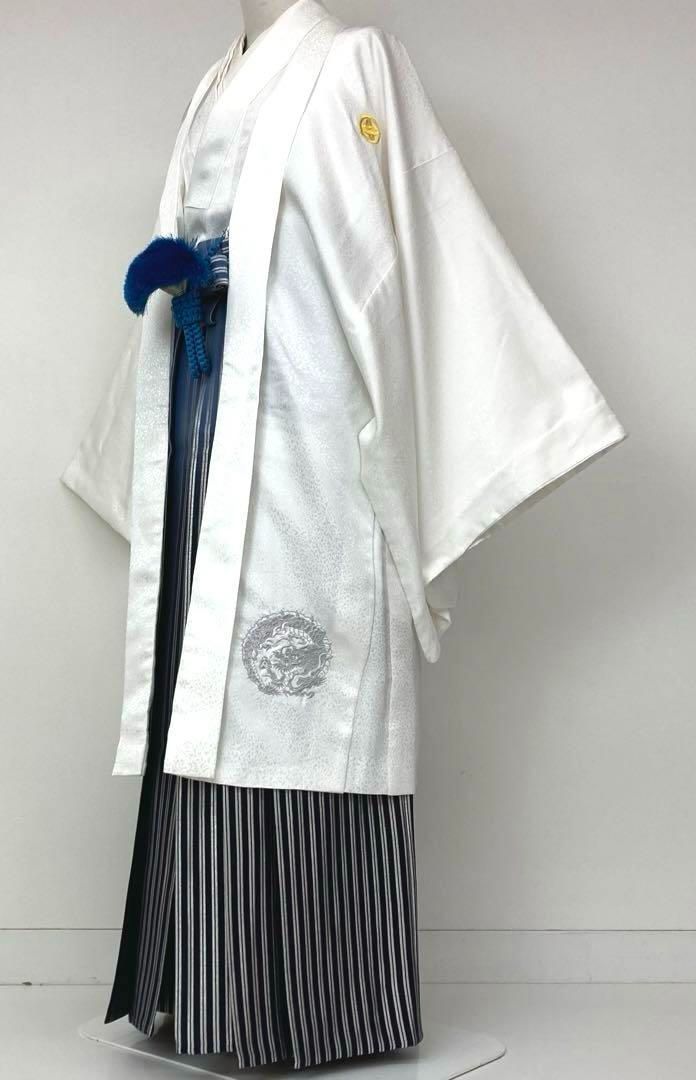 着物と帯 時流】M24878◇男性用 紋付羽織袴3点◇龍 刺繍入 大きい 