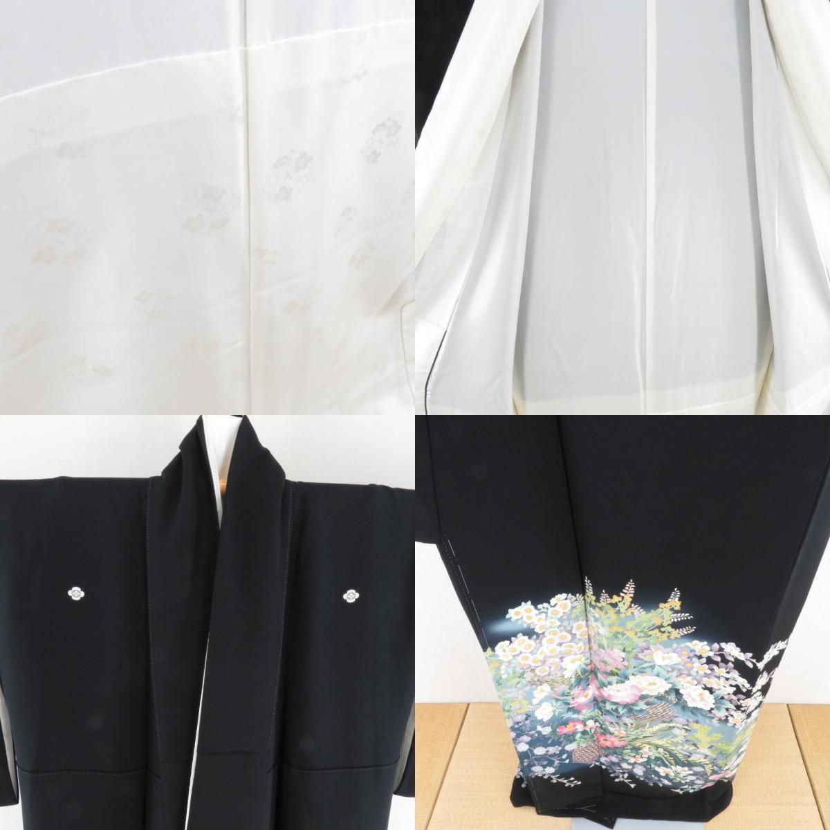 本加賀友禅 黒留袖 小林喜代美 花籠文様 正絹 袷 広衿 比翼付 落款入