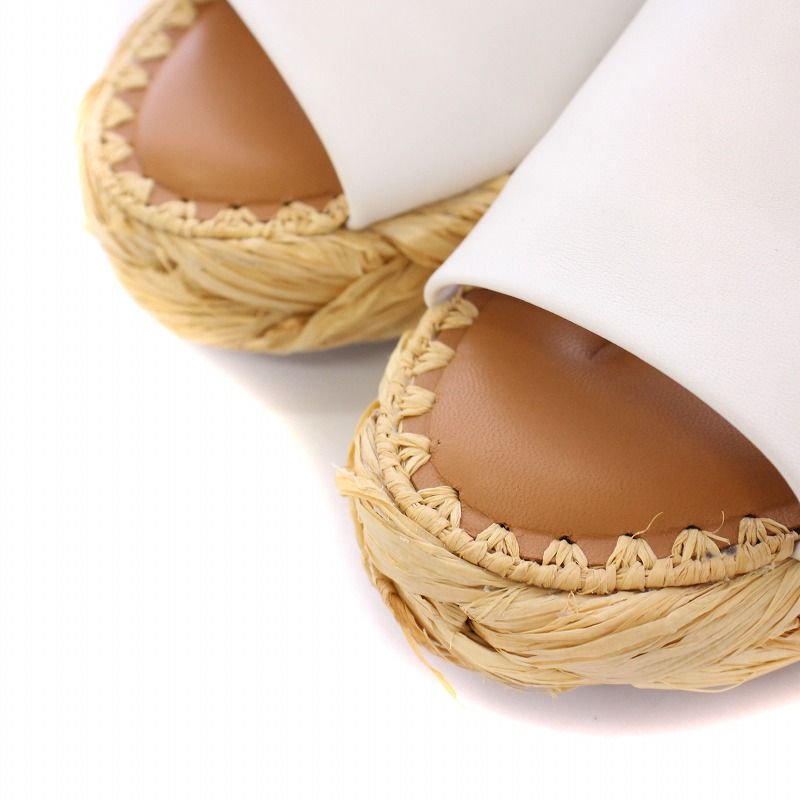 最終お値下げ！　CLERGERIE　サイズ38 クレジュリー clergerie サンダル 厚底 レザー 編み込み 38 白