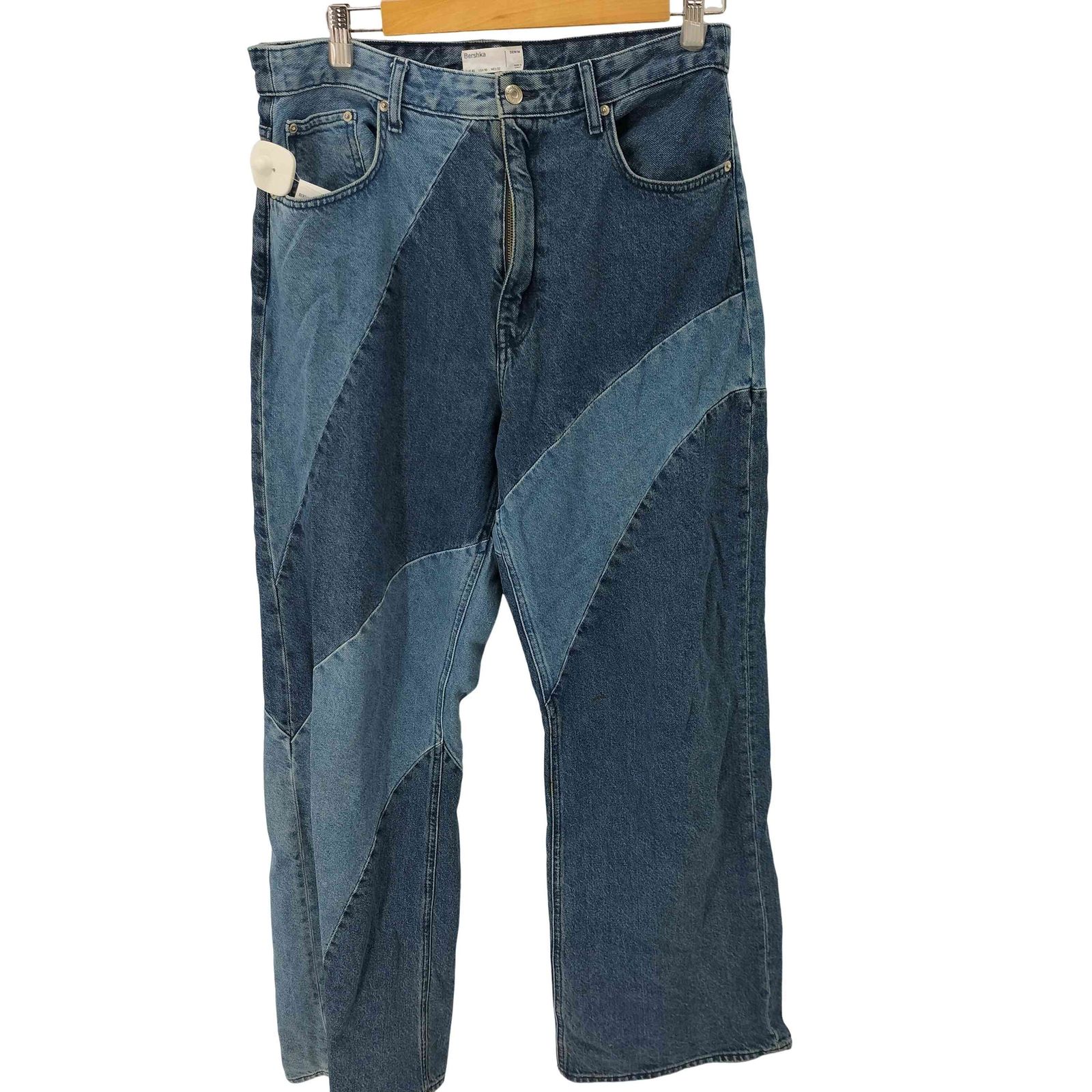 ベルシュカ BERSHKA Jean denim 90’s wide leg contraste パネルドバギーデニム メンズ  42
