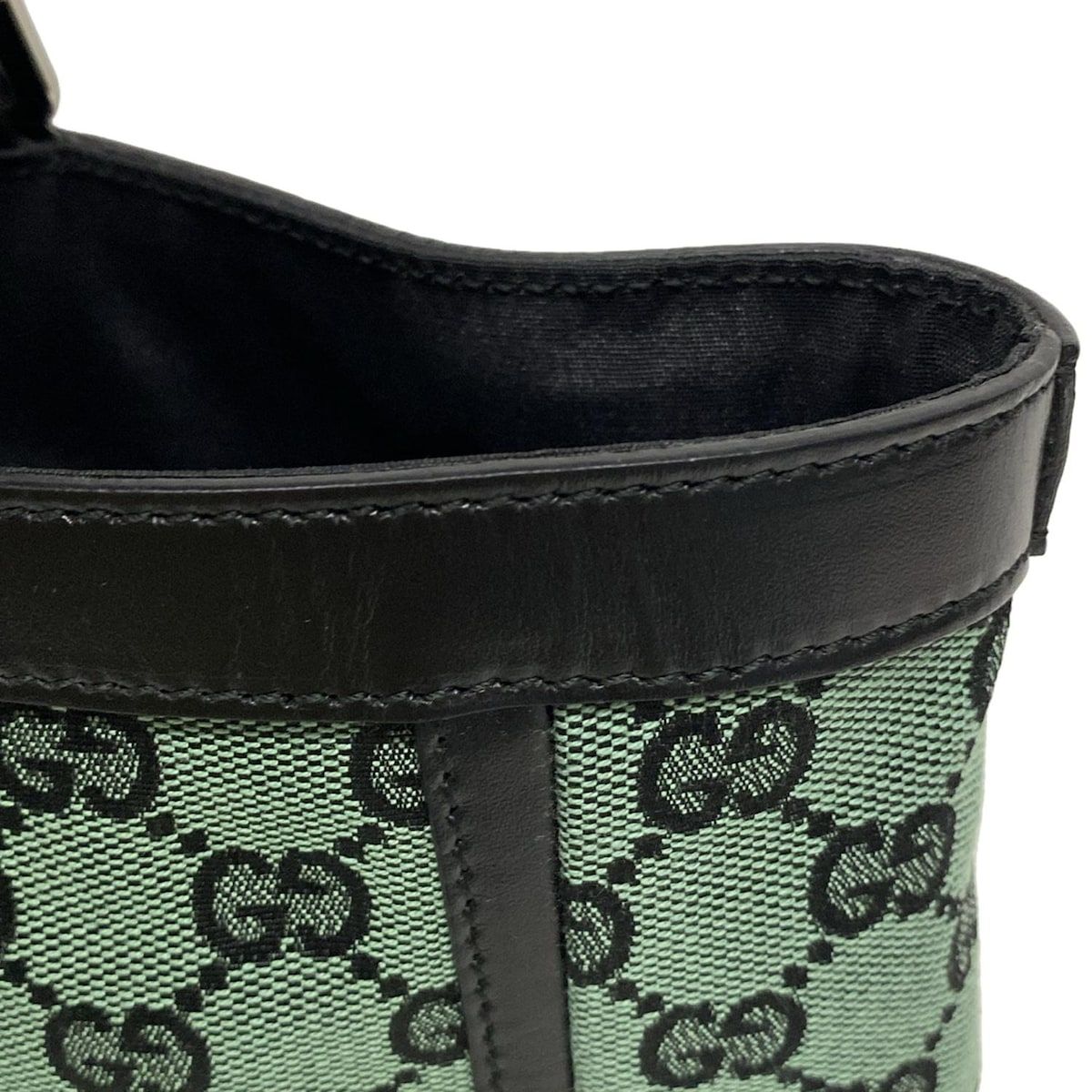 精進した GUCCI グッチ トートバッグ GG柄 272391 グリーン×黒 レザー
