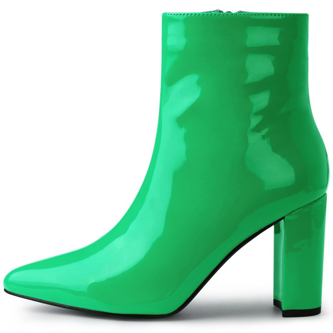 Allegra K] アンクルブーツ きらきら ポインテッドトゥ チャンキー