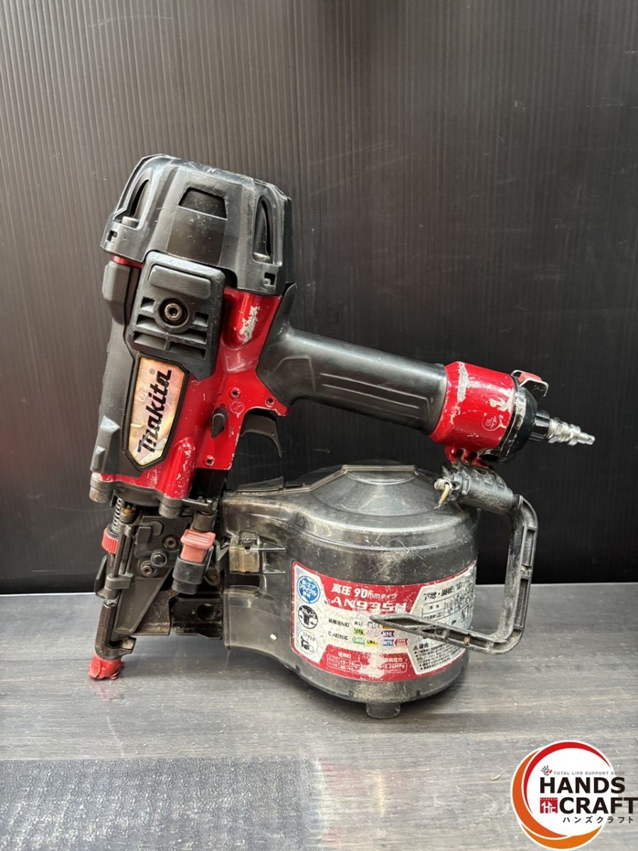 値下げしました！【中古】マキタ Makita AN633H 65mm高圧エア釘打機 ケース・ゴーグル付き 〇マキタ AN633HM 高圧釘打ち機 ケース ゴーグル【中古】 ♭【中古