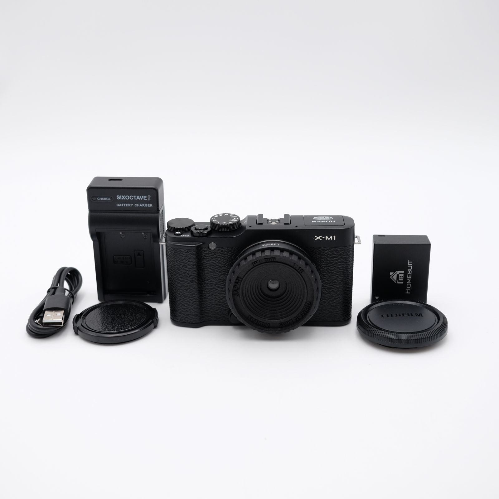 富士フイルム - 【美品】Fujifilm X-M1 ブラック GIZMON 17mm F/16 美品】Fujifilm X-M1 ブラック 写ルンですレンズGIZMON Wtulens