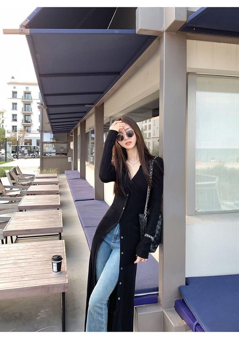 春のお出かけVネックセクシーロングカーディガン