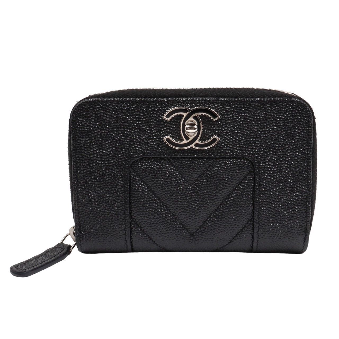 CHANEL シャネル ココマーク Vステッチ コインケース ブラック CHANEL シャネル Vステッチ ターンロック ココマーク ラウンド