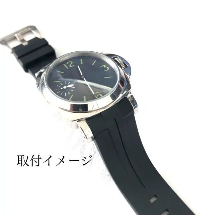 24mm 腕時計 メンズ用 シリコン ラバーベルト カーブエンド