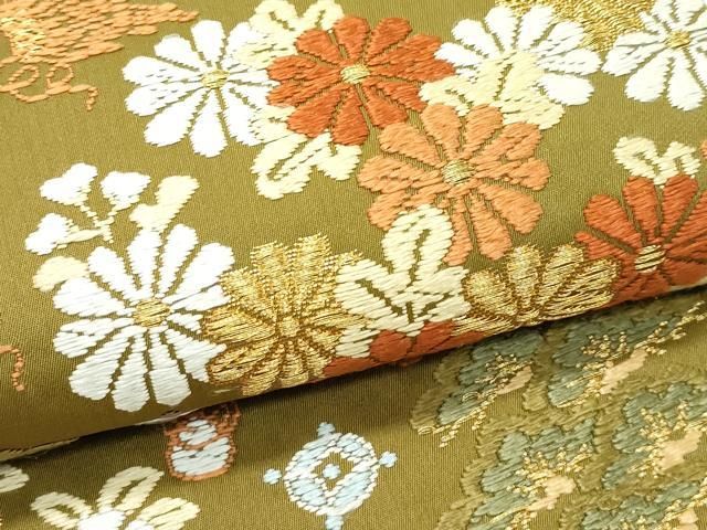 平和屋本店□極上 西陣 河合美術織物謹製 六通柄袋帯 唐織 飛鶴花松籠