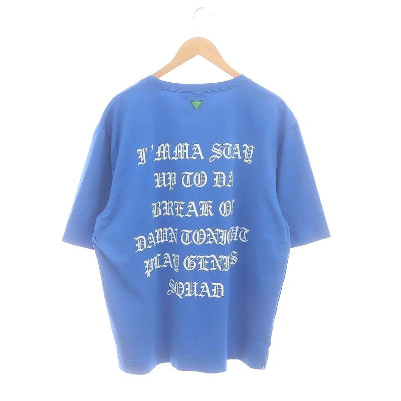 リベイロ LIBEIRO 半袖Tシャツ カットソー 刺繍 ロゴ L 青 ブルー 白