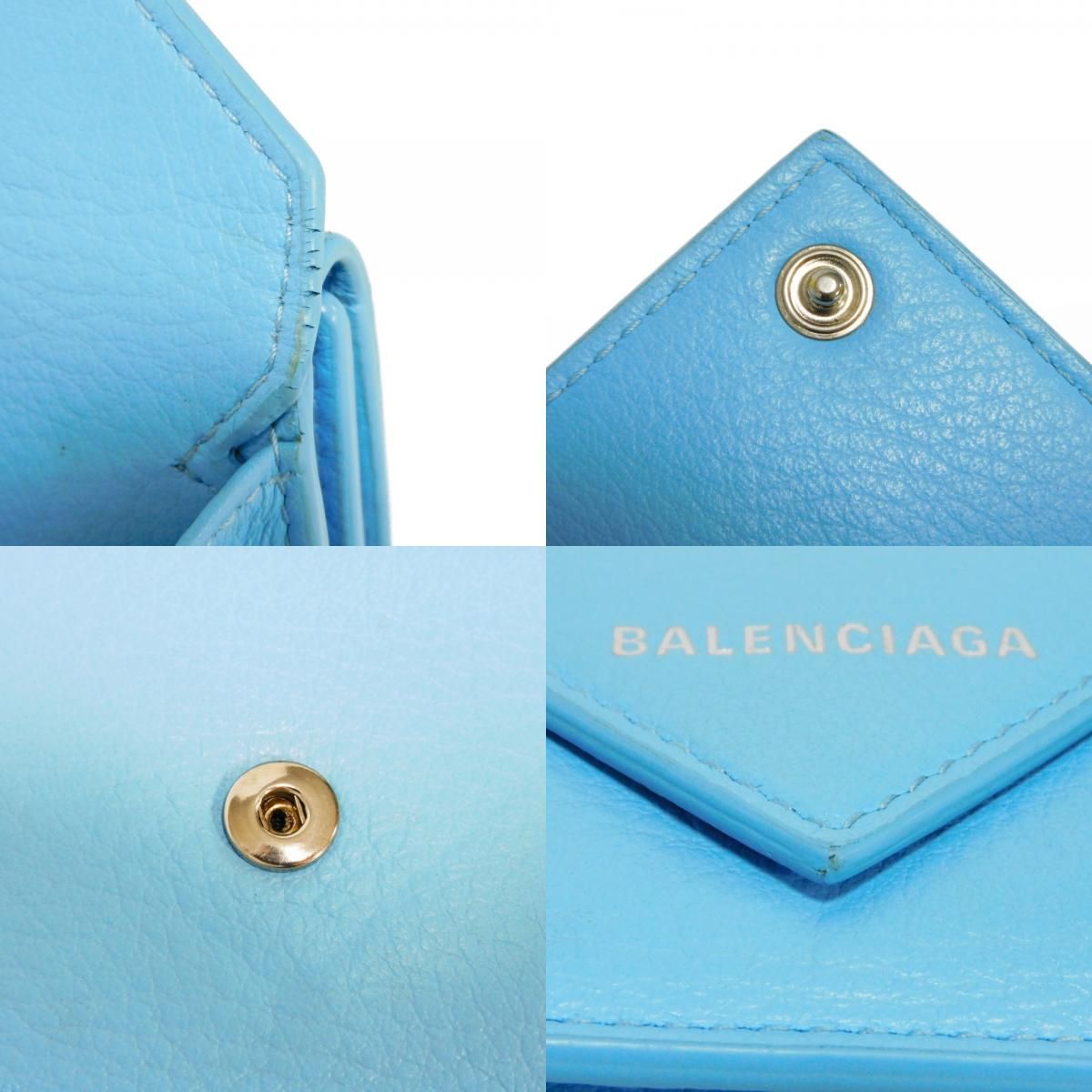 BALENCIAGA バレンシアガ ペーパー ミニ ウォレット ライトブルー