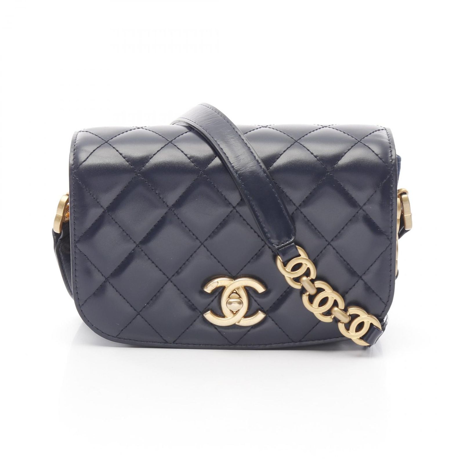 シャネル CHANEL ショルダーバッグ マトラッセ AS3396 ネイビー レザー