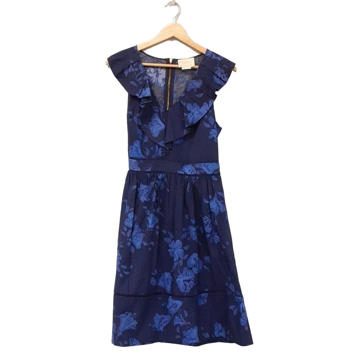 Kate spade ケイトスペード ワンピース サイズ10 L レディース - ネイビー×ブルーグレー×ライトブルー