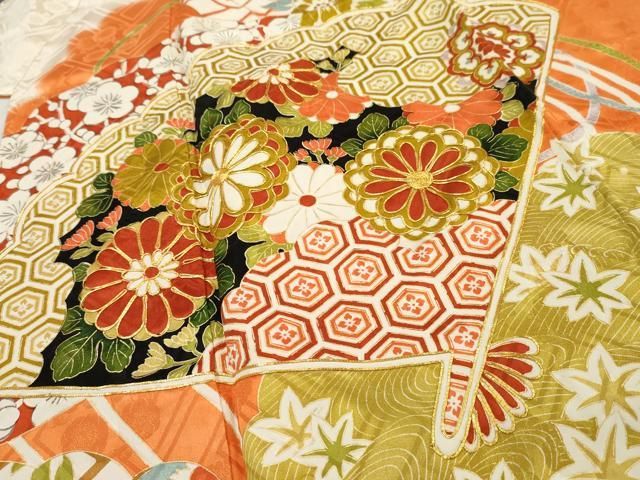 平和屋着物□豪華振袖 駒刺繍 花扇文 暈し染め 金彩 正絹