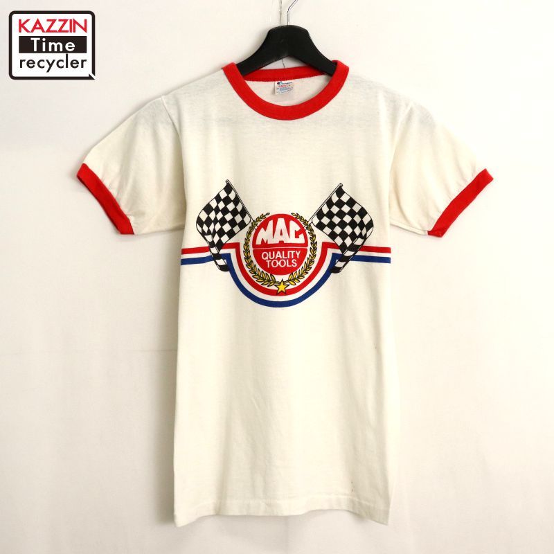 80s USA製 vintage Champion MAC TOOLS リンガーTシャツ メンズ 表記S 