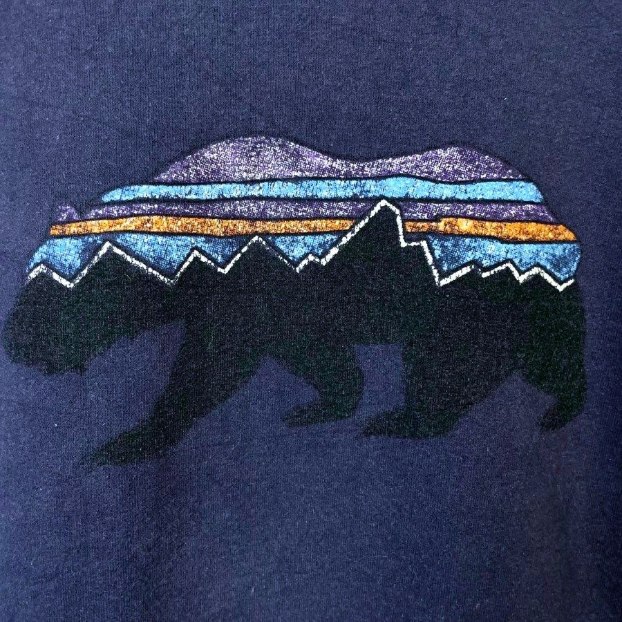 メキシコ製パタゴニアPatagoniaプルオーバーパーカーフーディフィッツロイベア紺ネイビーフェードuprisal