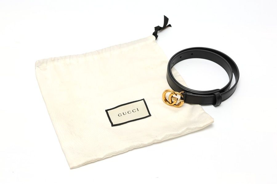 グッチ / GUCCI　ダブルG バックル レザー ベルト　409417　レザー　ブラック　# 70　【中古】 商品番号 S-158907 グッチ / GUCCI ダブルG バックル レザー ベルト 409417 レザー