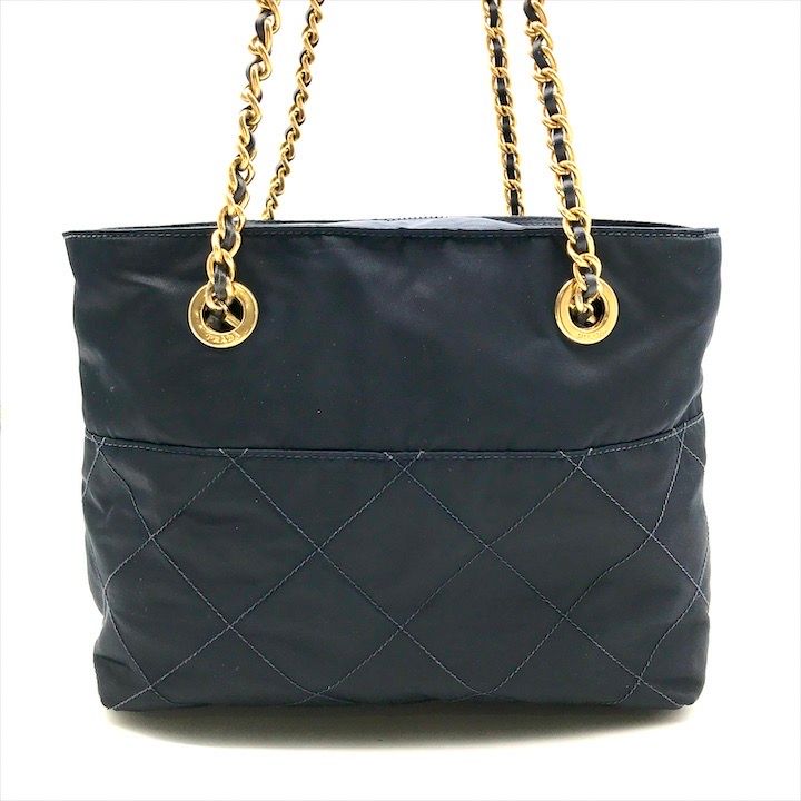 良品 PRADA プラダ 三角ロゴ ナイロン テスート チェーン