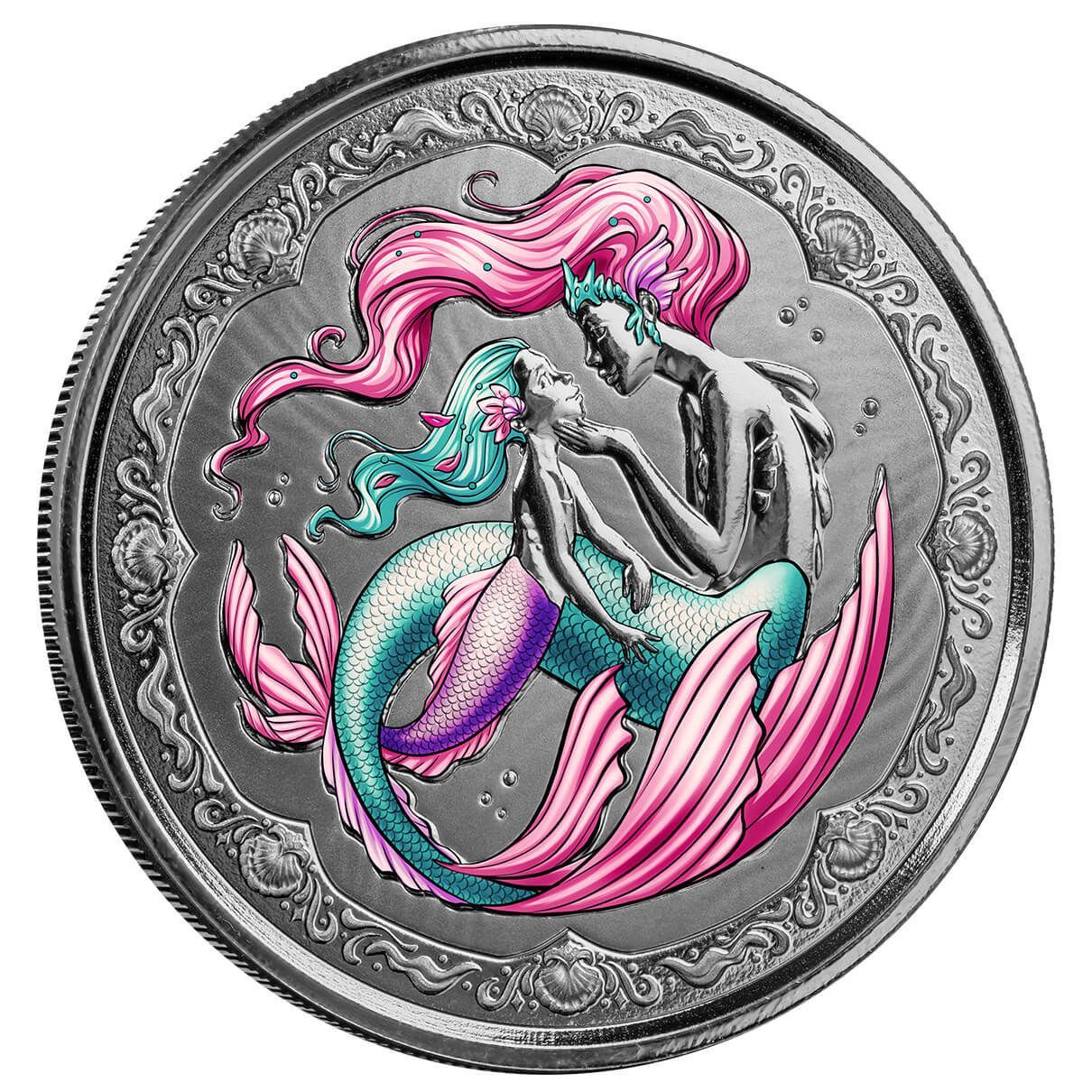 2023年 サモア 「パシフィック マーメイド 人魚・母と娘」純銀 1オンス銀貨 2023年 (新品) サモア「パシフィック マーメイド 人魚・母と娘