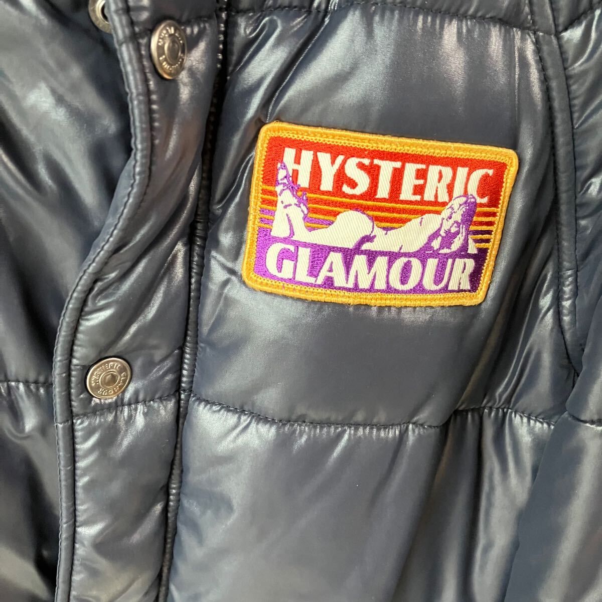 美品✨ヒステリックグラマー　ダウンジャケット ヒスガール ワッペン　刺繍　ブルー 大人気デザイン】ヒステリックグラマー ダウンジャケット