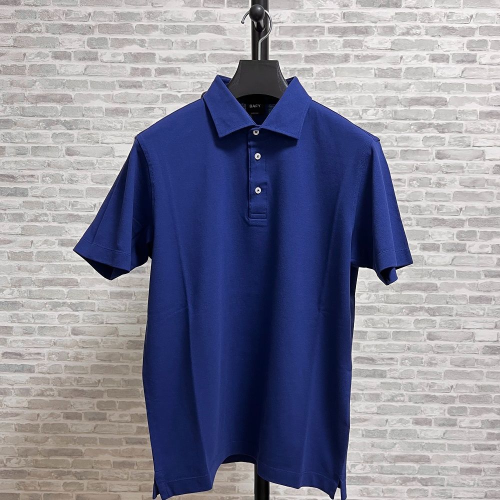 BAFY バフィー ポロシャツ ブルー ニット 半袖 サマーニット コットン ポリウレタン 春夏 イタリア製 25SS