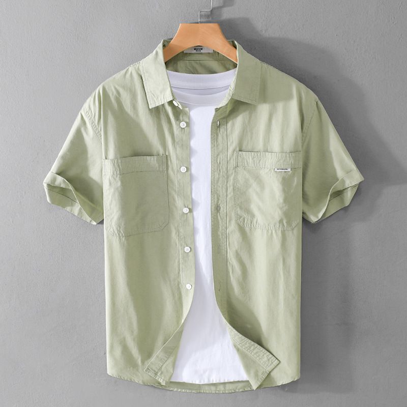 半袖シャツ 上質 コットンシャツ メンズ Tシャツ 新品  ポケット　夏 サマー 半袖シャツ  心地良しＭ～3ＸＬ  グリーン