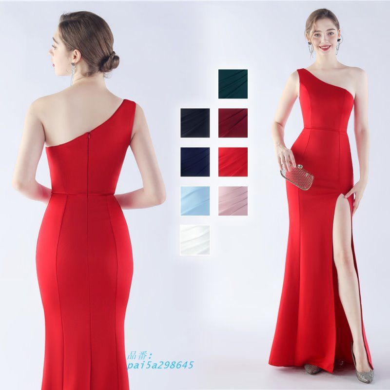 カラードレス マーメイドドレス パーティードレス サテン スリット イブニングドレス 発表会 ウェディングドレス ウエディングドレス フォーマルドレス pai5a298645