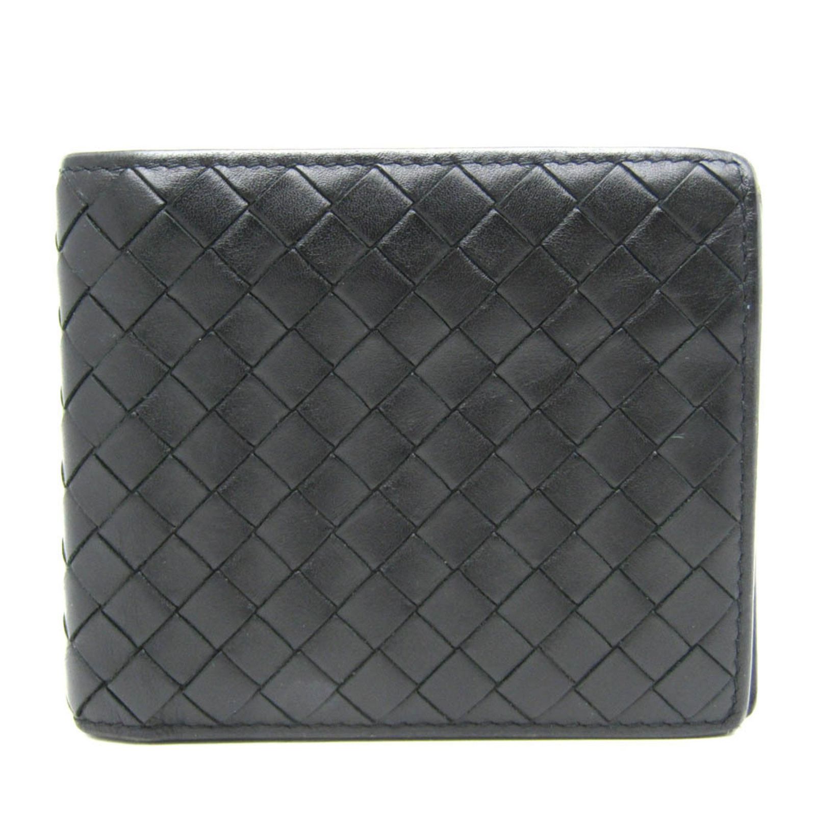 ボッテガ・ヴェネタ(Bottega Veneta) イントレチャート メンズ レザー 財布（二つ折り） ブラック