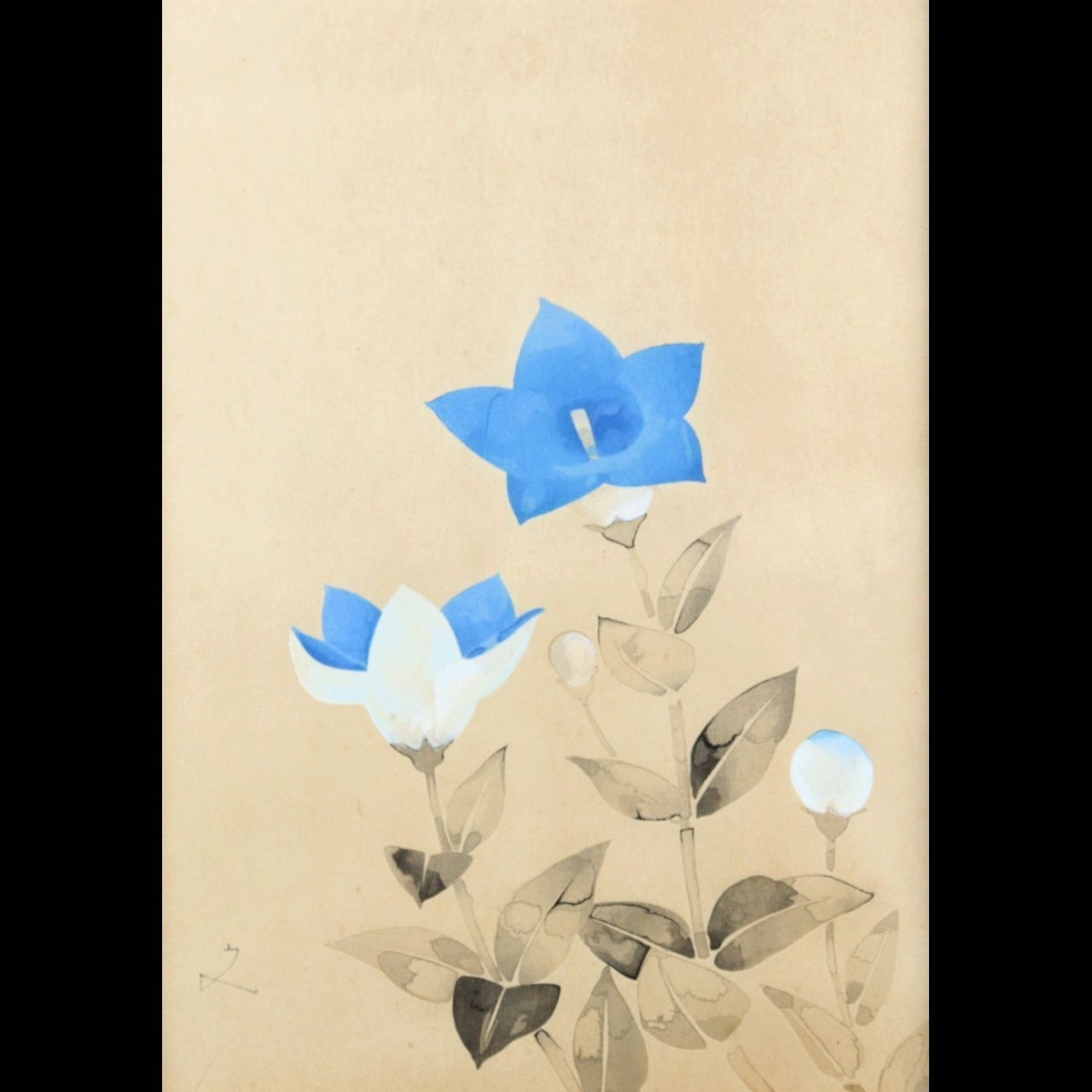 堀文子 「桔梗」 木版画 36/100 アート出版 唐物 骨董 古美術 楾 P48-S