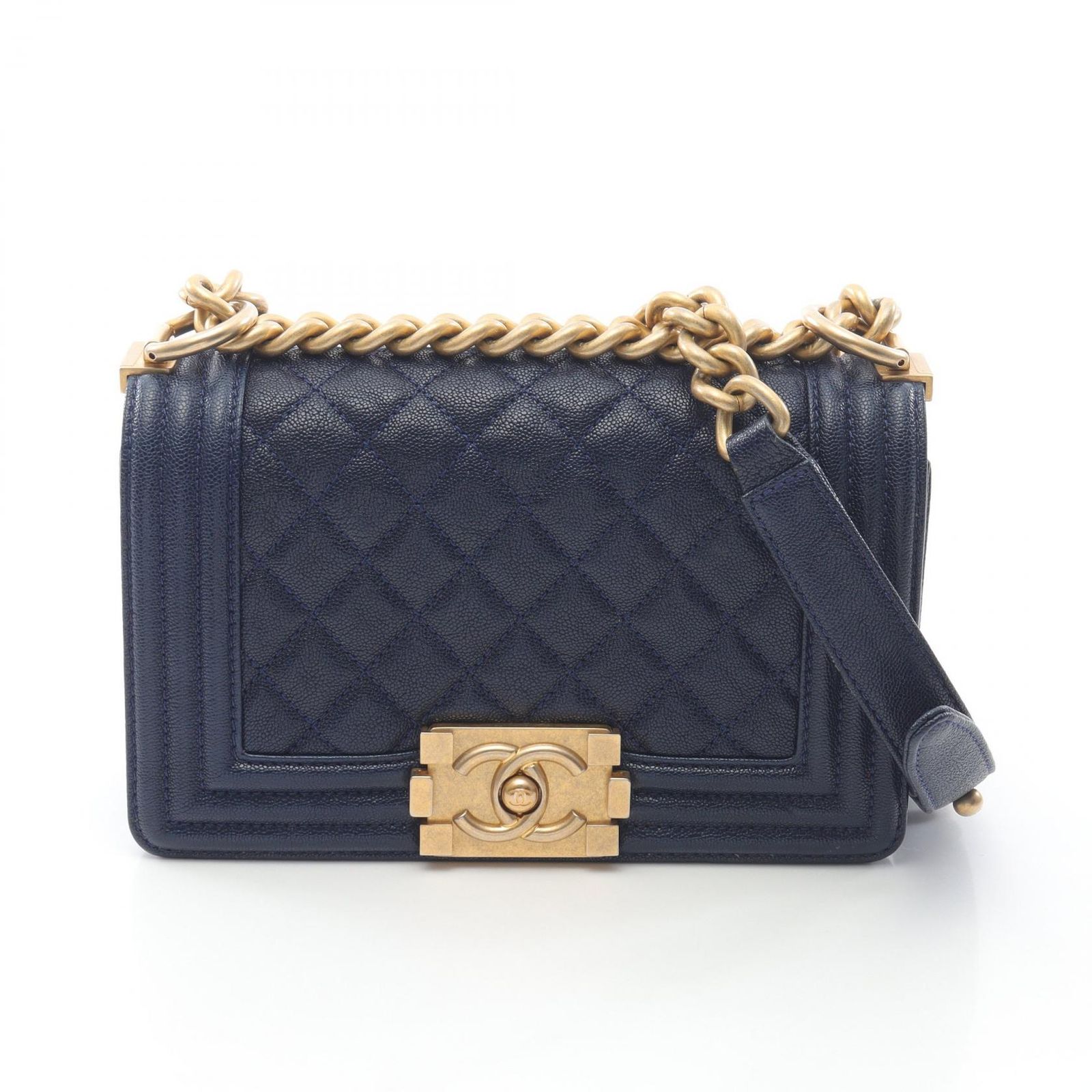 CHANEL ネイビー ショルダーバッグ シャネル CHANEL チェーンウォレット ネイビー カーフ