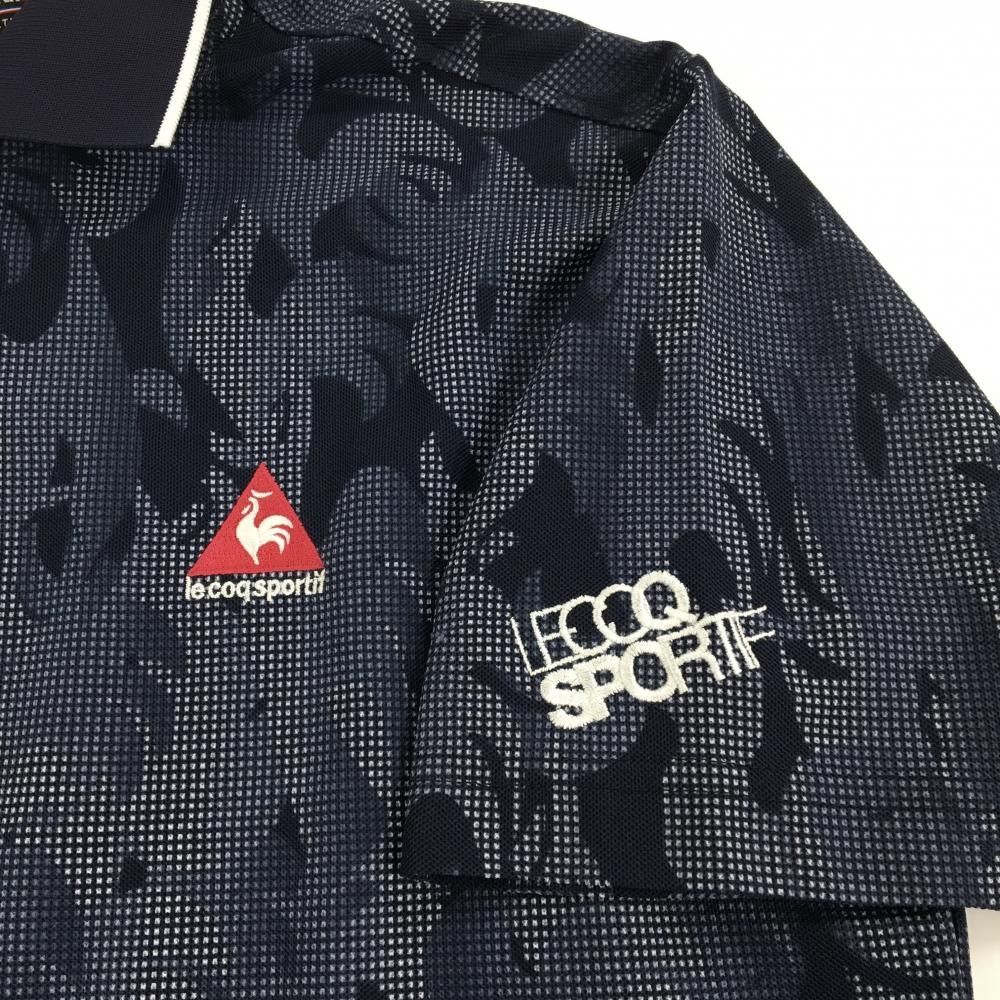 超美品】ルコックゴルフ 半袖ポロシャツ ネイビー×ダーク