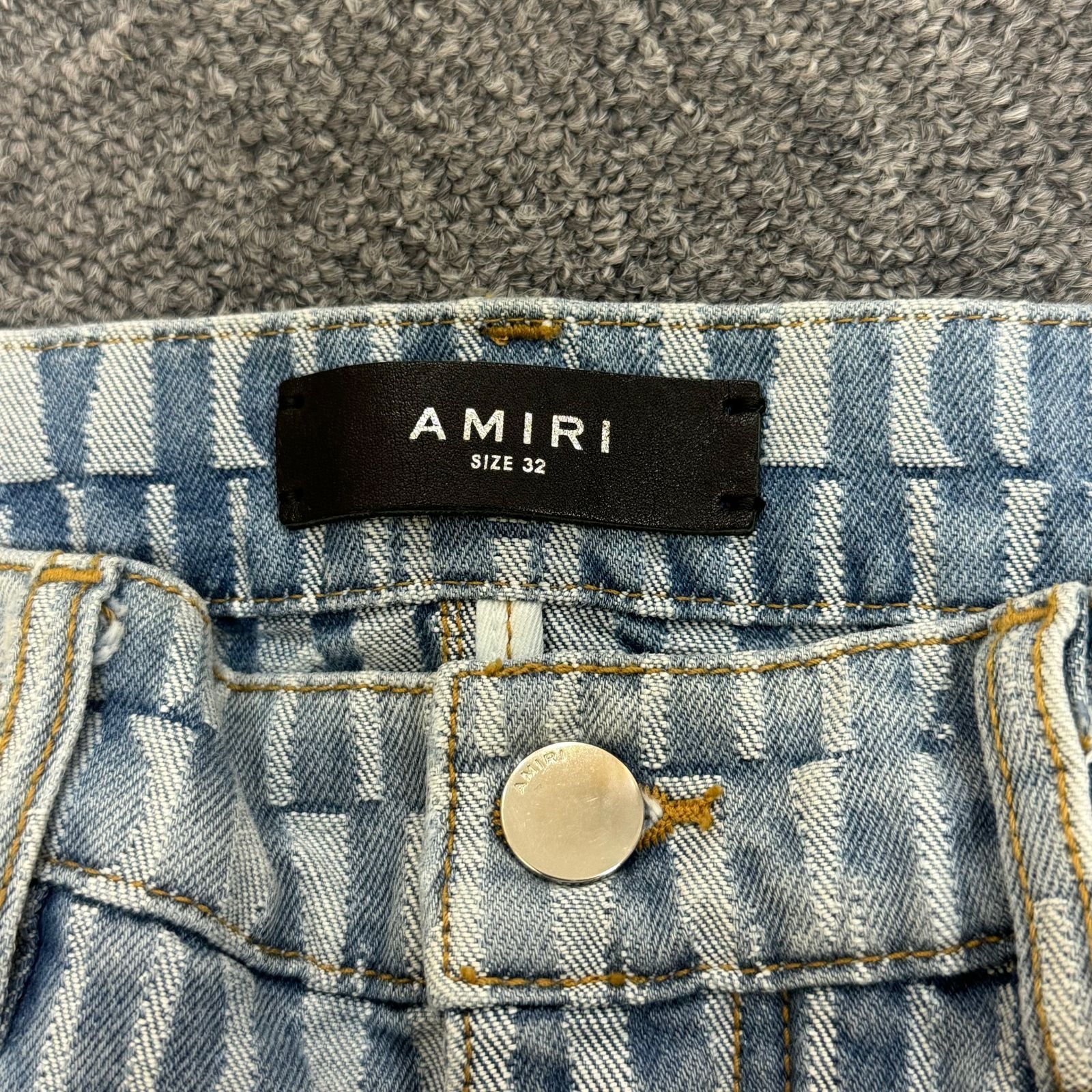 極美品 AMIRI アミリ バンダナジャガード デニム セットアップ ジャケット AMIRI 23AW ジャガードワイドデニムパンツ サイドスナップボタン