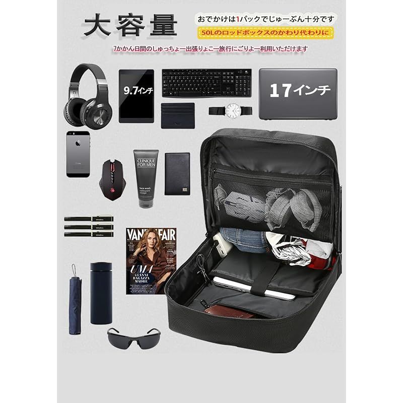 shrradoo 登山リュック 70L 大容量 ファスナー リュックサック バックパック 17インチPC リュックサック スクエア 防水 ハイキング用 ハイキング キャンプ アウトドア 防災 旅行 ブラック 70L 1 NEXPOTALLINN_EU