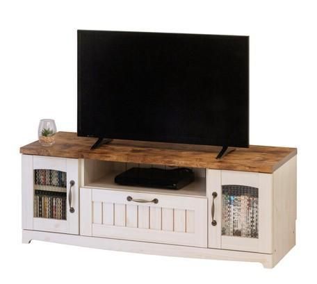 カントリーＴＶ台Ｗ105 テレビ台 ホワイトｘナチュラル系幅１０５ｃｍ 白 ローボード ガーリー MARWIL-DEMENAGEMENTS_CH