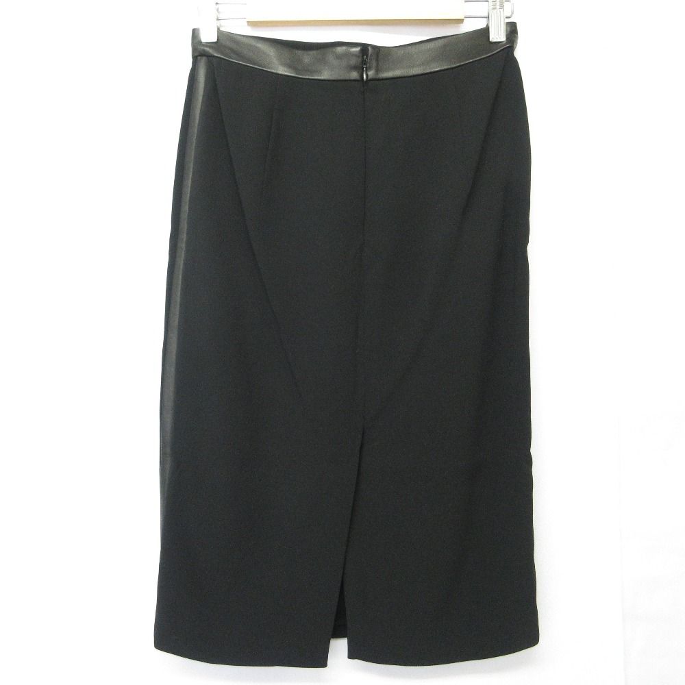 TOM FORD トムフォード レザートリム ミディスカート サイズ40 ブラック レディース 古着