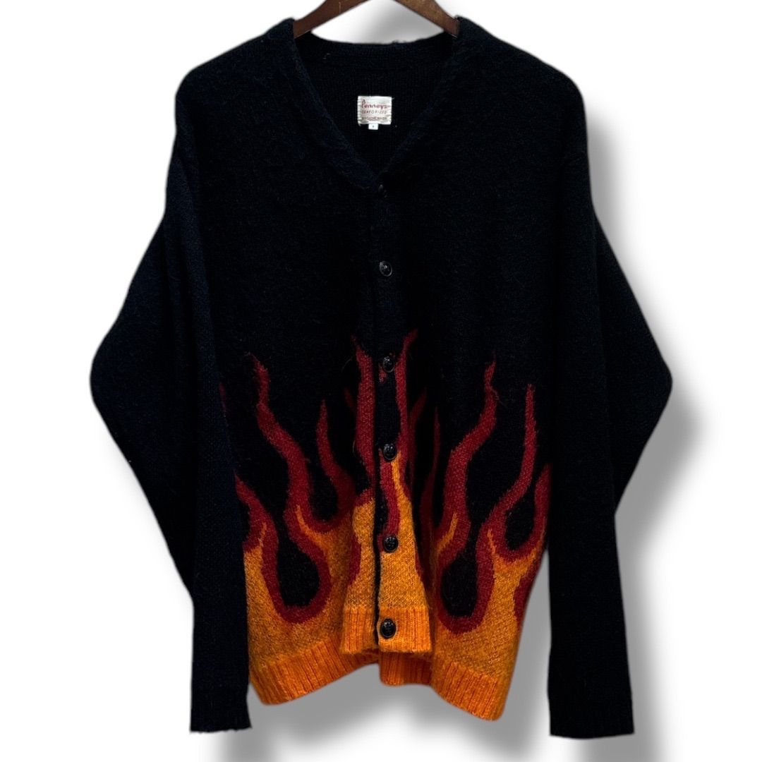 PENNY'S ペニーズ ファイヤーパターン アクリルニットカーディガン