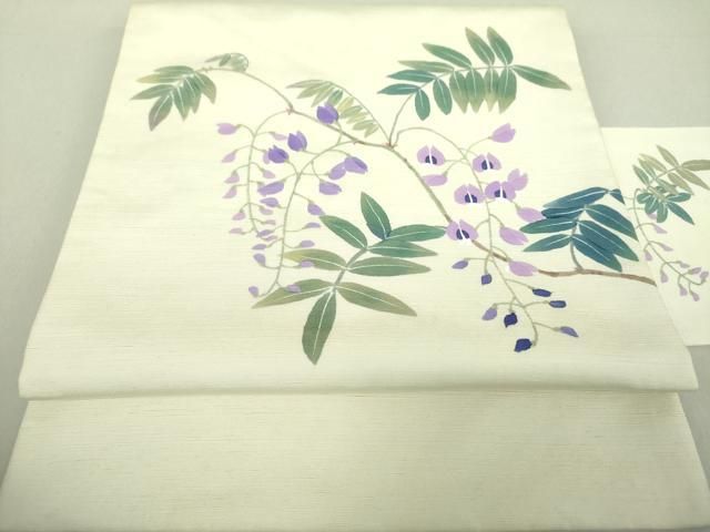 平和屋着物●二代目清次郎 手描き 九寸名古屋帯 藤花房 正絹 DAAU5394ps