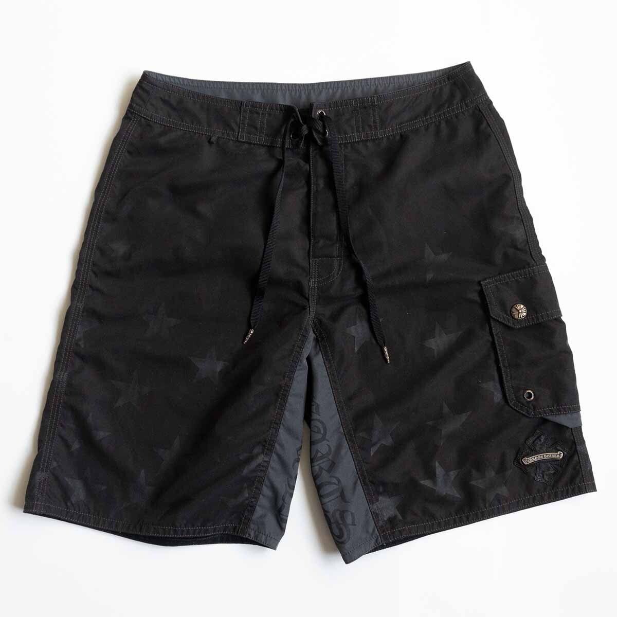 CHROME HEARTS SWIM PANTS CRS BTN 32 クロスボールボタンハーフパンツ ブラック×シルバー クロムハーツ 25050774