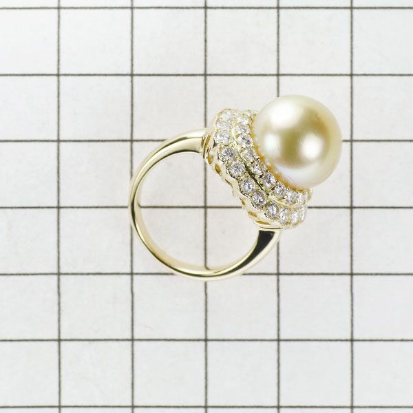 K18 パールリング 真珠 ゴールデンパール ゴールド k18白蝶真珠