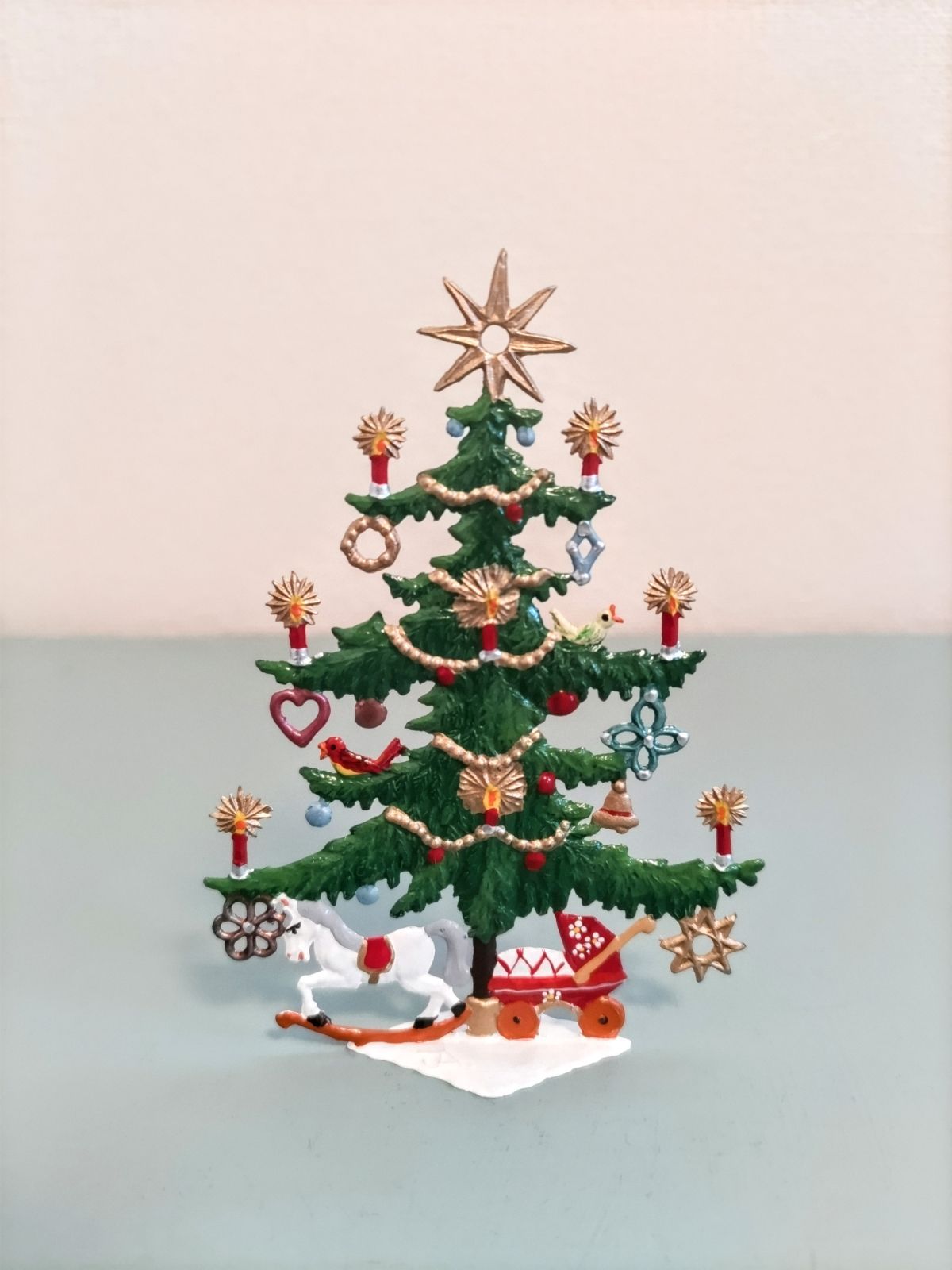 ドイツ工芸品　クリスマスツリー小　スタンド　錫製　ドイツ雑貨　クリスマス飾り