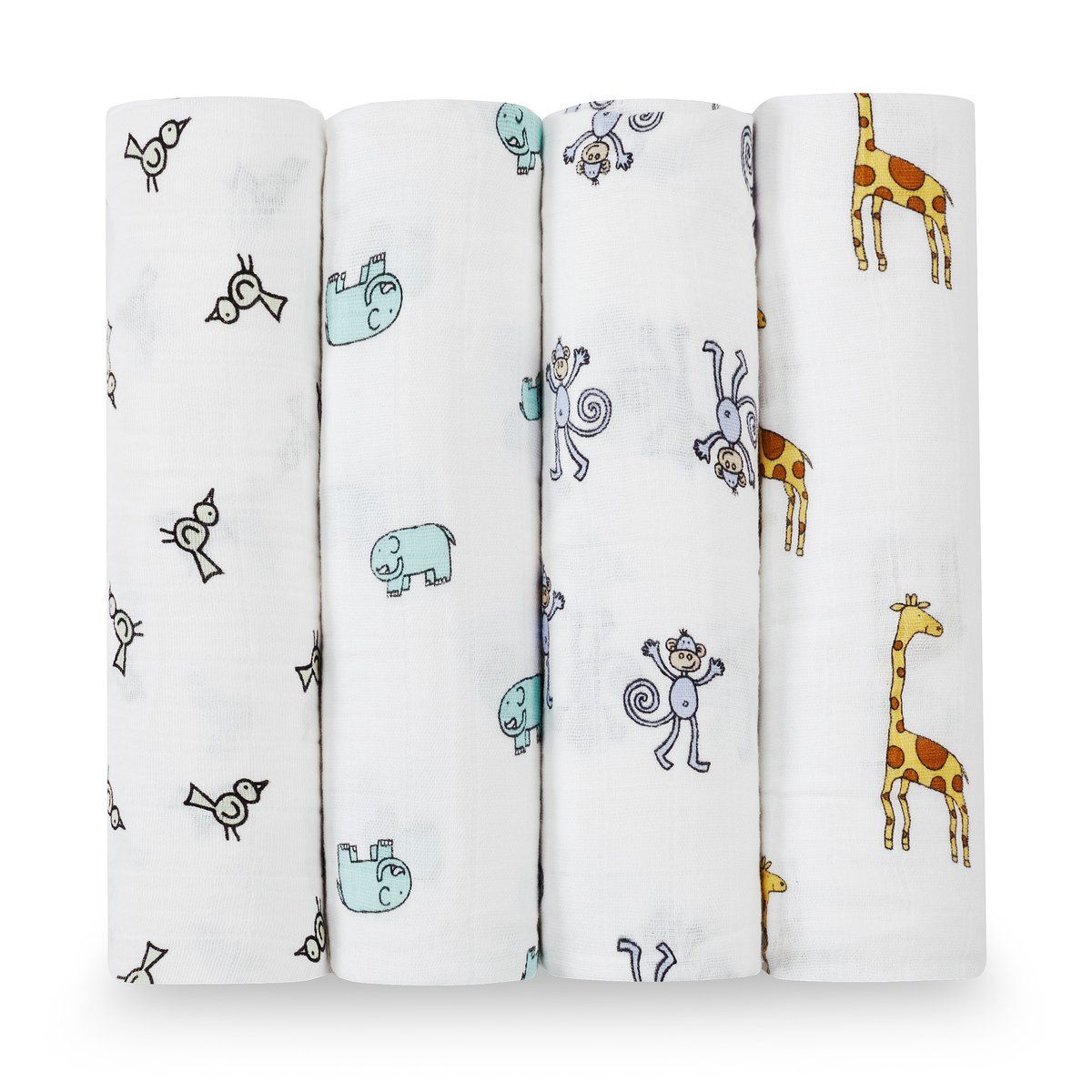 エイデンアンドアネイ Aden Anais モスリンコットン おくるみ 4枚セット jungle jam swaddle 4 pack-2026 並行輸入品