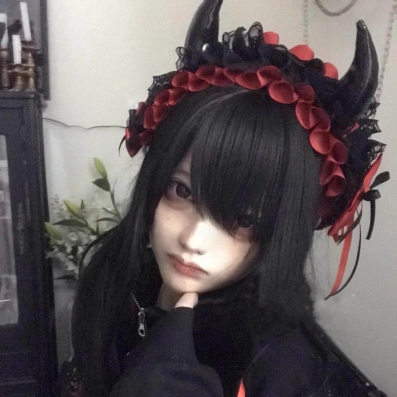 レッド ホワイト 小悪魔フリル ヘッドドレス ゴスロリ ヘッド
