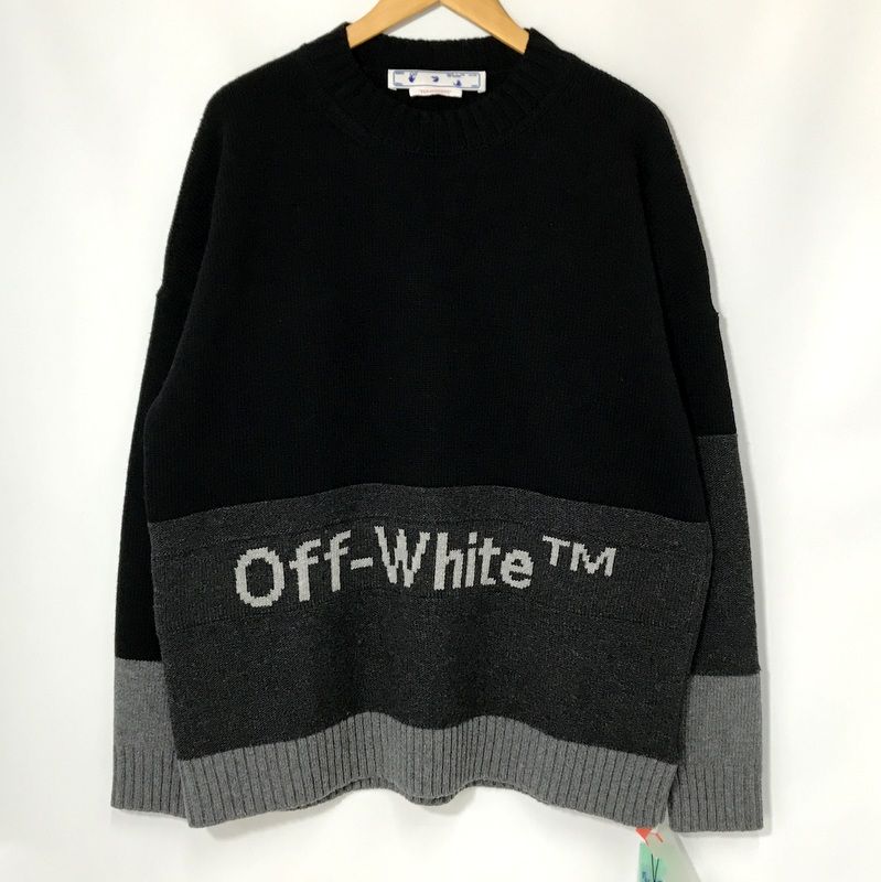 Off-White クルーネックバイカラーニット 美品 OMHE048C99KNI001 長袖 