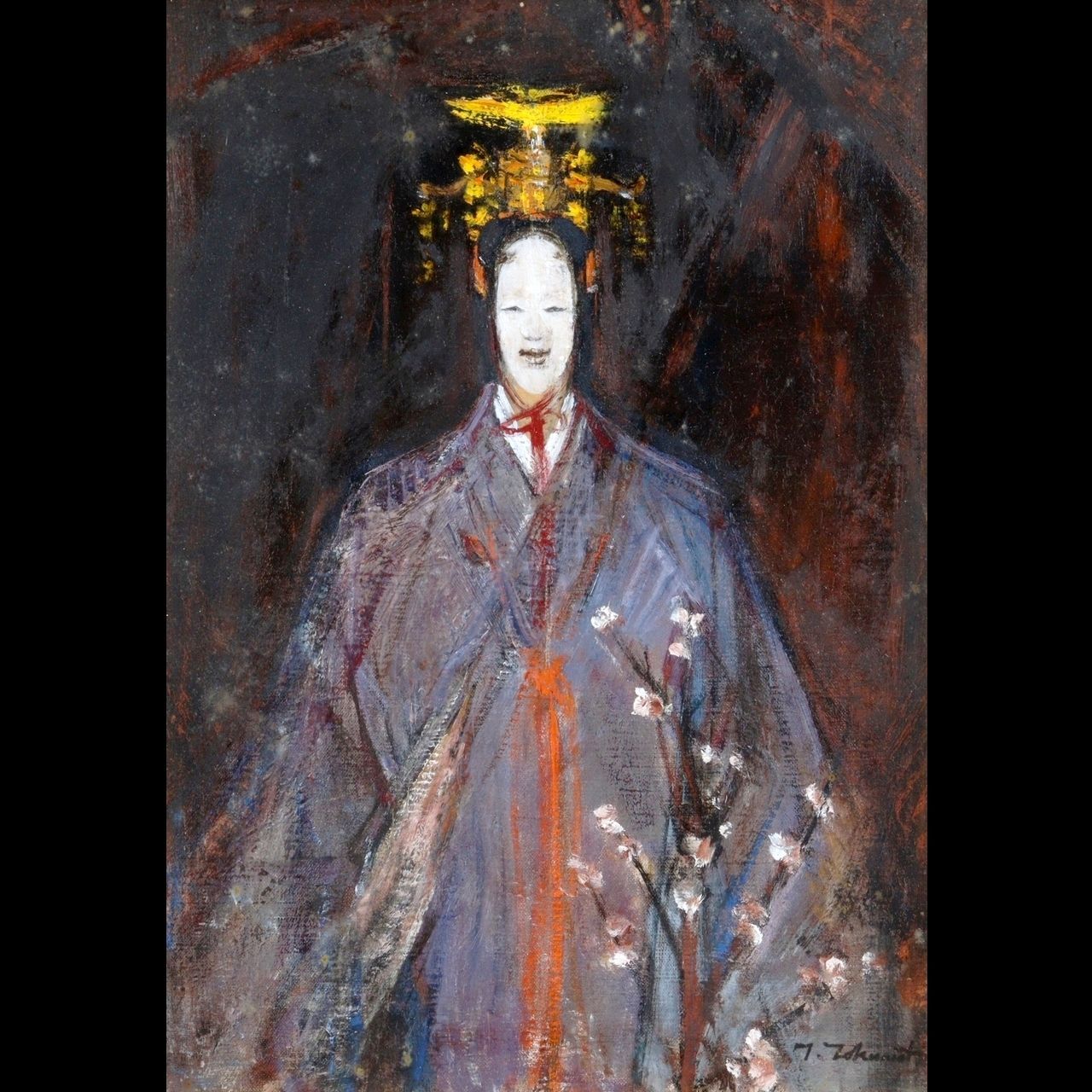 宗教画　肉筆油彩画 徳本立憲 「胡蝶」 肉筆油彩4号 令和5年8月30日 能 神楽 雅楽 唐物