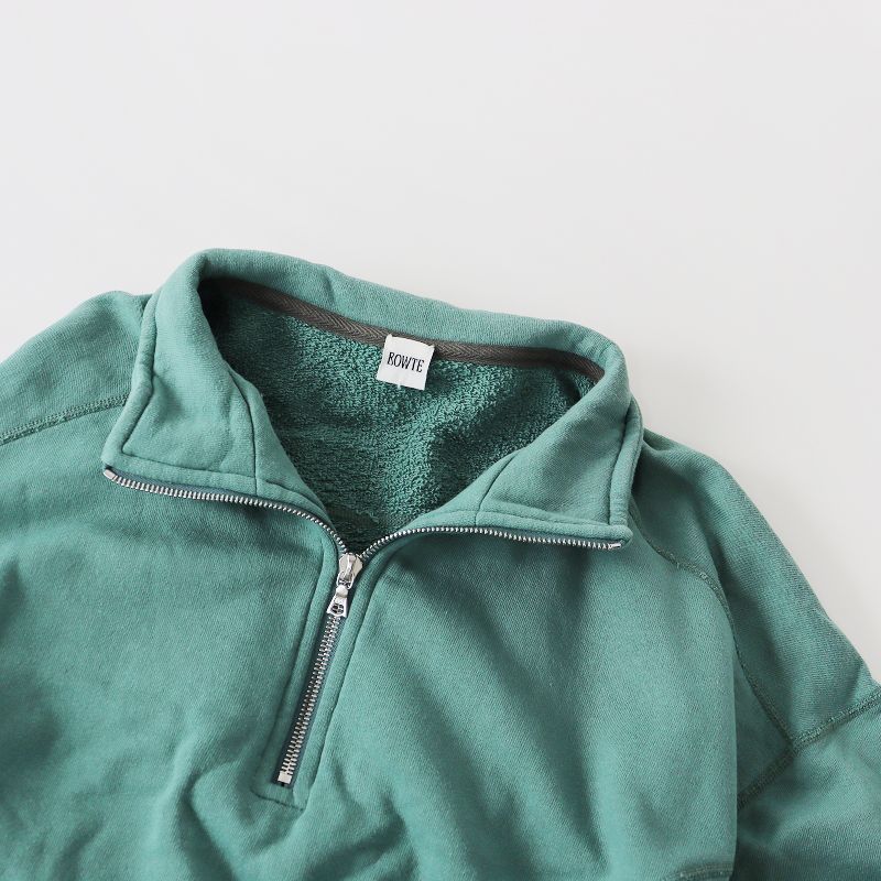 ロンハーマン購入 Ron Herman バウト BOWTE LOOPWHEEL TERRY HALF ZIP TOPS ハーフジップ トップ  /グリーン系 靭江千草【2400013661225】