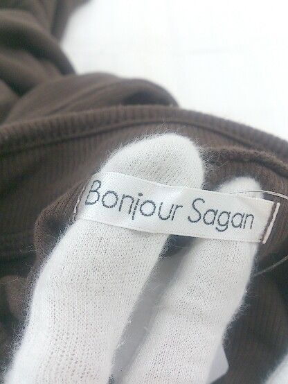 ◇ Bonjour Sagan ボンジュールサガン リブニット 長袖 ロング ワンピース サイズF ブラウン レディース P  【1208290002738】