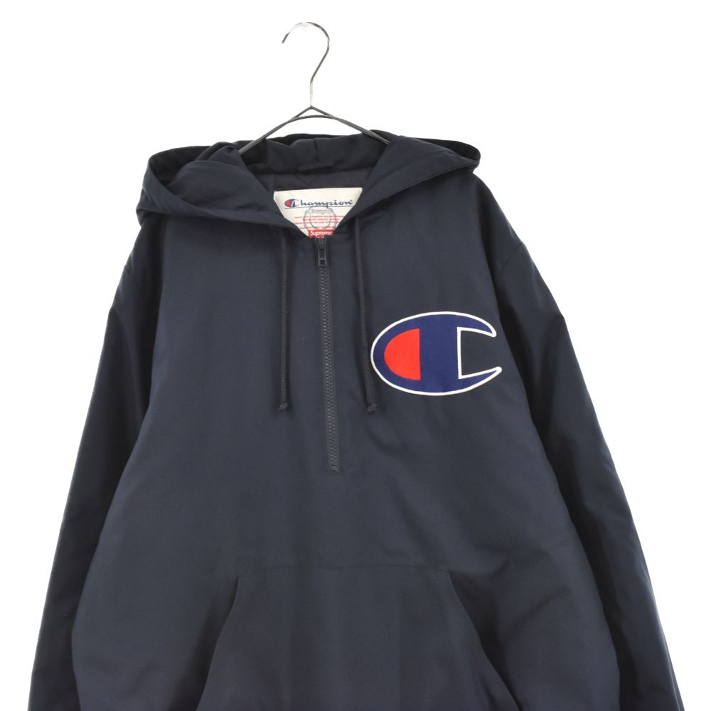 SUPREME (シュプリーム) 12AW×Champion Half Zip Pullover チャンピオン ハーフジッププルオーバー パーカー  ジャケット アーチロゴ ネイビー