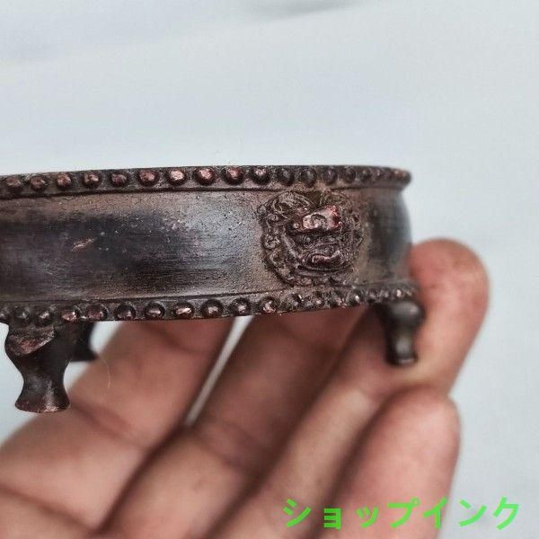 三本足獅鼓炉 銅 香炉 工芸品 美術品 置物 - メルカリ