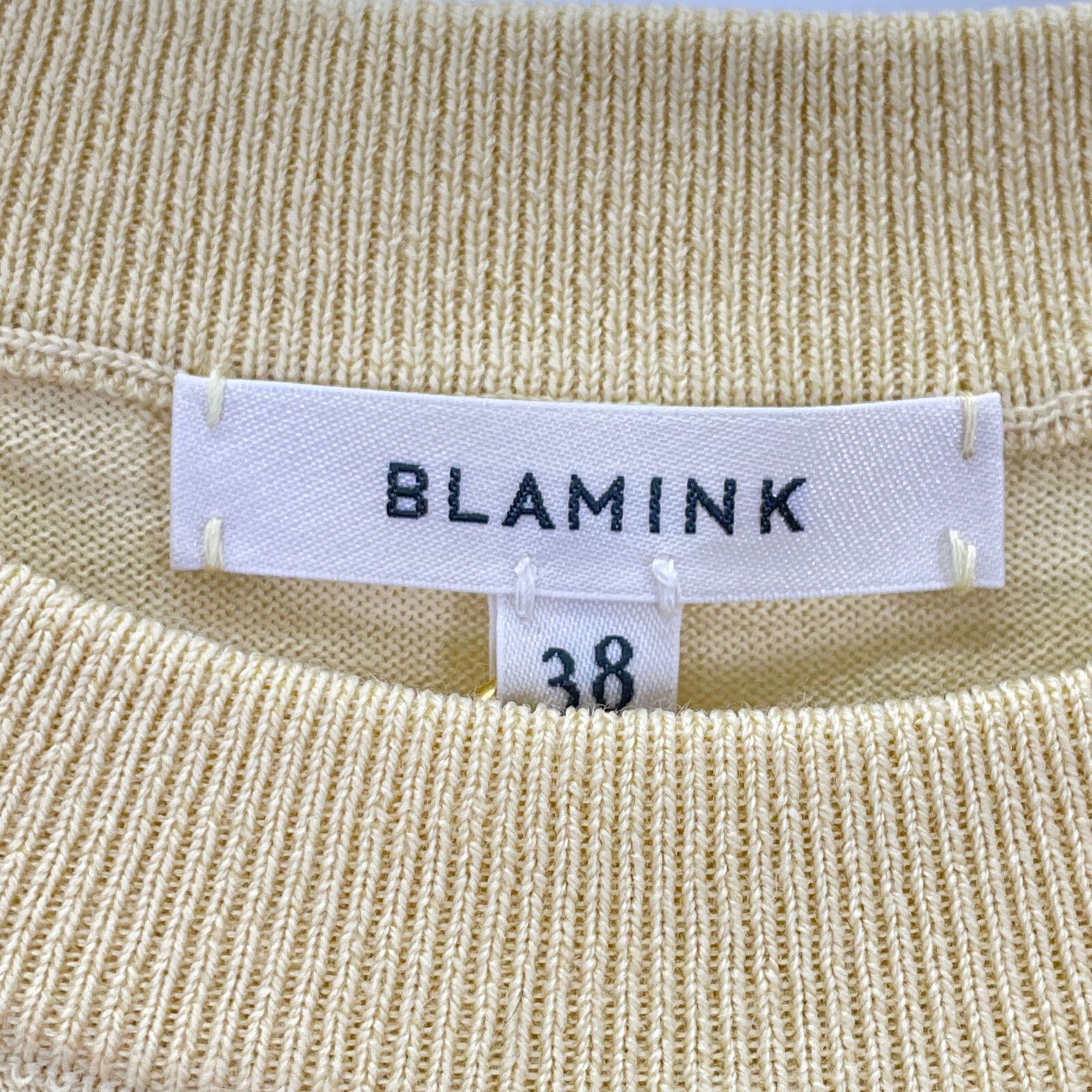 ブラミンク イエロー PRE フリンジクルーネックニット 38 BLAMINK ブラミンク イエロー PRE フリンジクルーネックニット 38