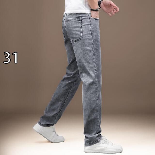 [31 ]秋冬 コーデ メンズ  服 シンプル ファッション オシャレ 大人 かっこいい 大きいサイズ ストリート 紳士服 ハイエンド テンセル ライト カラー ジーンズ スリム ストレート シンプル ビ