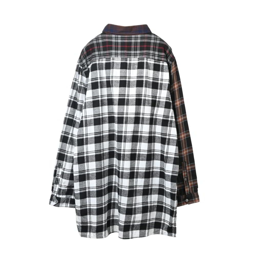LOEWE アナグラムレザーパッチ バックスウェットチェックシャツ
